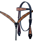 Hilason Horse Floral Hand Carved American Leather Breast Collar Headstall