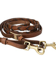 8 Feet Hilason Western Horse American Leather Laced Barrel Roper Reins Brown