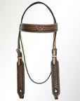HILASON Western Horse Genuine American Leather Headstall & Breast Collar Set Brown