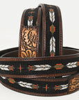 HILASON Western Genuine Leather Belt for Men Women Cowboy Cowgirl Handmade Unisex Full Grain Heavy Duty Tooled Beaded Belt