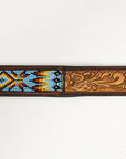 HILASON Western Genuine Leather Belt for Men Women Cowboy Cowgirl Handmade Unisex Full Grain Heavy Duty Tooled Beaded Belt