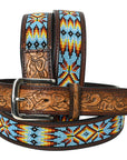 HILASON Western Genuine Leather Belt for Men Women Cowboy Cowgirl Handmade Unisex Full Grain Heavy Duty Tooled Beaded Belt