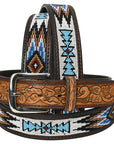 HILASON Western Genuine Leather Belt for Men Women Cowboy Cowgirl Handmade Unisex Full Grain Heavy Duty Tooled Beaded Belt
