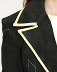 Genuine Vintage leather Women shirt Blazer jacket dress ladies girl