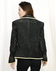 Genuine Vintage leather Women shirt Blazer jacket dress ladies girl