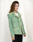 Genuine Vintage leather Women shirt Blazer jacket dress ladies girl