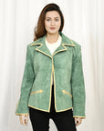 Genuine Vintage leather Women shirt Blazer jacket dress ladies girl