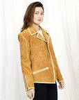 Genuine Vintage leather Women shirt Blazer jacket dress ladies girl