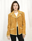 Genuine Vintage leather Women shirt Blazer jacket dress ladies girl