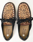 American Darling ADFT170 Hand tooled carved genuine leather trim lightweight shoe footwear slip on