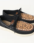 American Darling ADFT170 Hand tooled carved genuine leather trim lightweight shoe footwear slip on