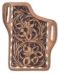 Hilason Western Stylish Floral Hand Tooled Genuine Leather Smartphone Cell Phone Holder