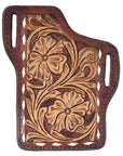 Hilason Western Stylish Floral Hand Tooled Genuine Leather Smartphone Cell Phone Holder
