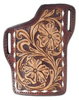 Hilason Western Stylish Floral Hand Tooled Genuine Leather Smartphone Cell Phone Holder