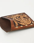 Hilason Western Floral Stylish Women & Men Hand Tooled Genuine Leather Card-Holder