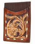 Hilason Western Floral Stylish Women & Men Hand Tooled Genuine Leather Card-Holder