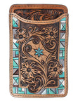 Hilason Western Stylish Floral Hand Tooled Genuine Leather Smartphone Cell Phone Holder