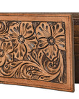 Hilason Western Floral Rodeo Bifold Men Women Genuine American Leather Wallet