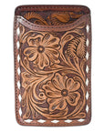 Hilason Western Stylish Floral Hand Tooled Genuine Leather Smartphone Cell Phone Holder