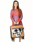 American Darling Travel Case Beautifully Hand Tooled Hair-On Genuine Leather women bag western handbag purse