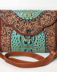 American Darling Adbg1303 Cross Body I Hand Tooled Crocodile Embossed Genuine Leather Women Bag Western Handbag Purse