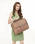 American Darling ADBG1308 Briefcase Hand Tooled Genuine Leather Women Bag Western Handbag Purse