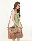 American Darling ADBG1308 Briefcase Hand Tooled Genuine Leather Women Bag Western Handbag Purse