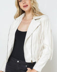 Faux Leather Moto Fringe Jacket