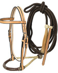 Hilason Western Horse Beautiful Noseband Tack American Leather Rein with Bosal Set