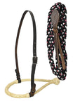 Hilason Western Horse Beautiful Noseband Tack American Leather Rein with Bosal Set