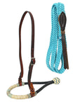 Hilason Western Horse Beautiful Noseband Tack American Leather Rein with Bosal Set