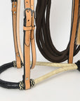 Hilason Western Horse Beautiful Noseband Tack American Leather Rein with Bosal Set