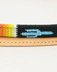 5 Ft Hilason Western Horse Beautiful Beaded Overlay American Leather Whip Tan