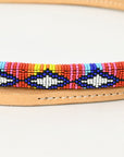 5 Ft Hilason Western Horse Beautiful Beaded Overlay American Leather Whip Tan