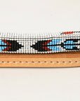 5 Ft Hilason Western Horse Beautiful Beaded Overlay American Leather Whip Tan