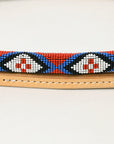 5 Ft Hilason Western Horse Beautiful Beaded Overlay American Leather Whip Tan