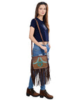 American Darling ADBG1322A Hand Tooled Hair-On Genuine Leather Women Bag Western Handbag Purse