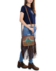 American Darling ADBG1322A Hand Tooled Hair-On Genuine Leather Women Bag Western Handbag Purse