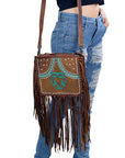 American Darling ADBG1322A Hand Tooled Hair-On Genuine Leather Women Bag Western Handbag Purse