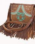 American Darling ADBG1322A Hand Tooled Hair-On Genuine Leather Women Bag Western Handbag Purse
