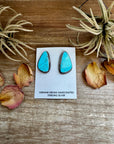 Kingman Turquoise Earrings – Sterling Silver – Handmade by Donovan Nez, Navajo Artist