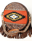 American Darling ADBGA486 Hand Tooled Saddle Blanket Genuine Leather Women Bag Western Handbag Purse