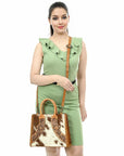 American Darling Adbga488 Tote Hand Tooled Hair-On Genuine Leather Women Bag Western Handbag Purse