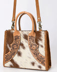 American Darling Adbga488 Tote Hand Tooled Hair-On Genuine Leather Women Bag Western Handbag Purse