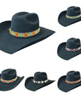 HILASON Beaded American Style Western Cowgirl Handmade Hatband Tan