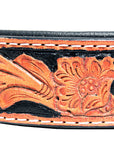 HILASON Western Heavy Duty Genuine Leather Dog Collar Tan With Black Inlay Small