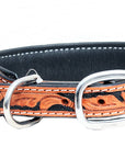 HILASON Western Heavy Duty Genuine Leather Dog Collar Tan With Black Inlay Small
