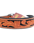 HILASON Western Heavy Duty Genuine Leather Dog Collar Tan With Black Inlay Small