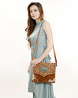 ADBG1389 American Darling Hand Tooled Hair On Genuine Leather Women Bag Western Handbag Purse