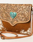 ADBG1389 American Darling Hand Tooled Hair On Genuine Leather Women Bag Western Handbag Purse